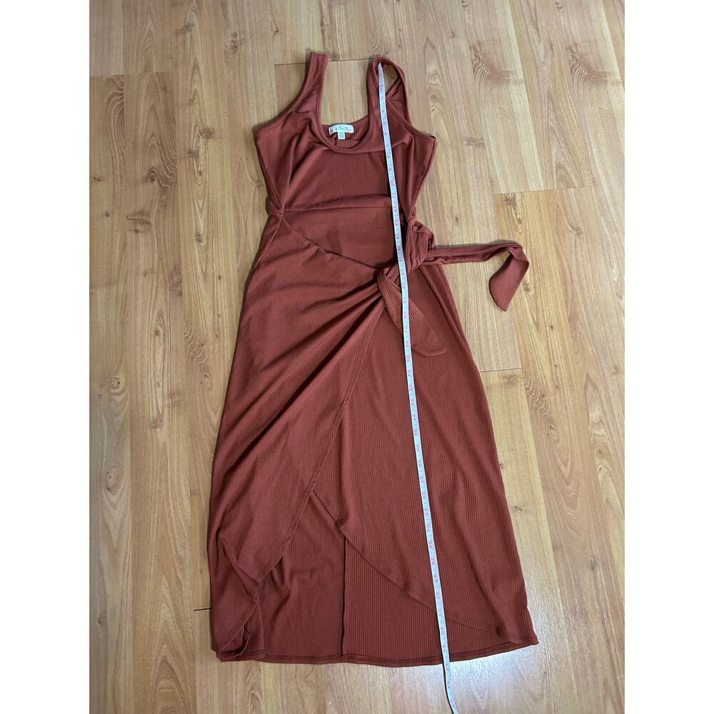 Nine Britton Ribbed Knit Midi Wrap Tank Dress Burnt Orange Summer Earthy PXS - Picture 6 of 10
